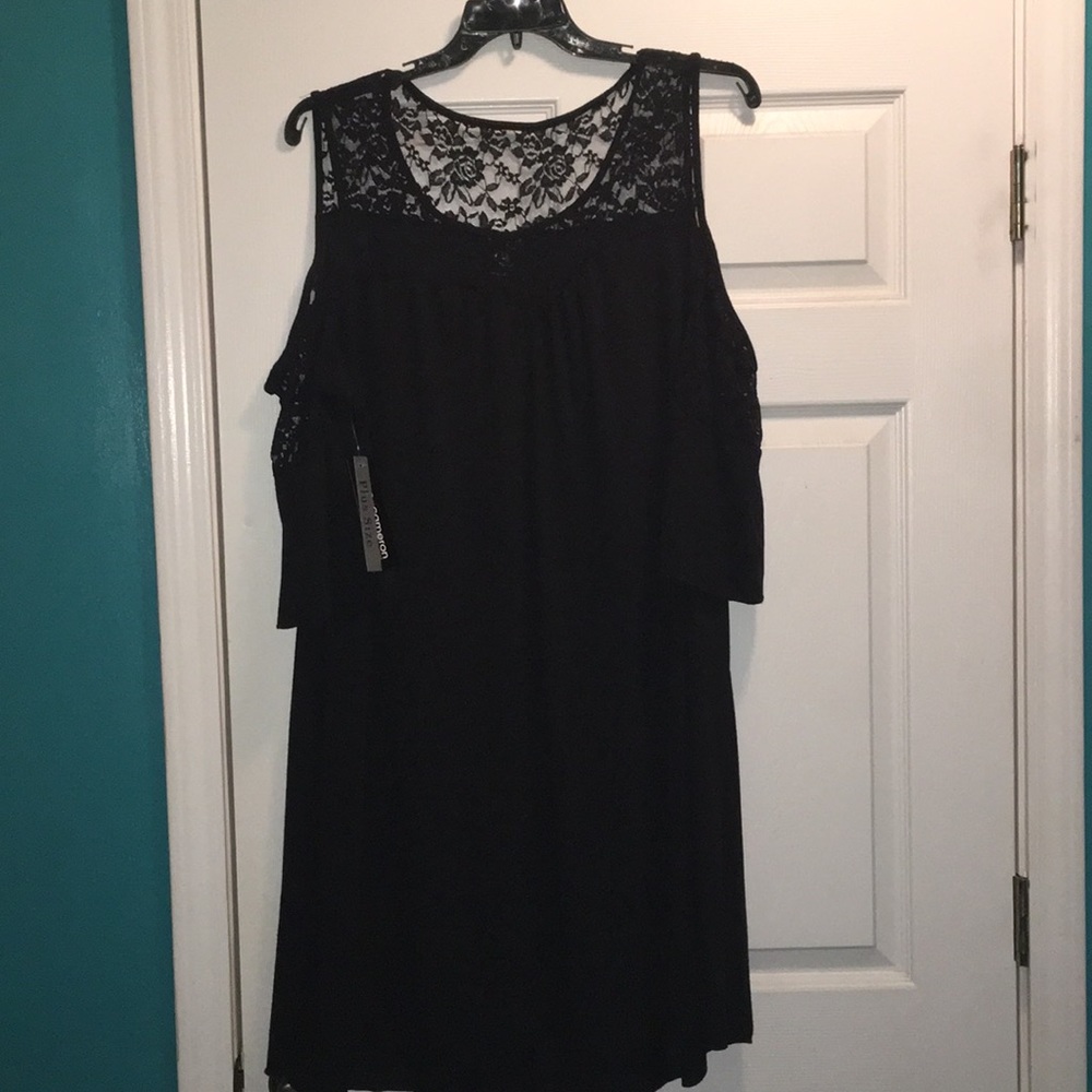 NWT black lace top cold shoulder dress 3x